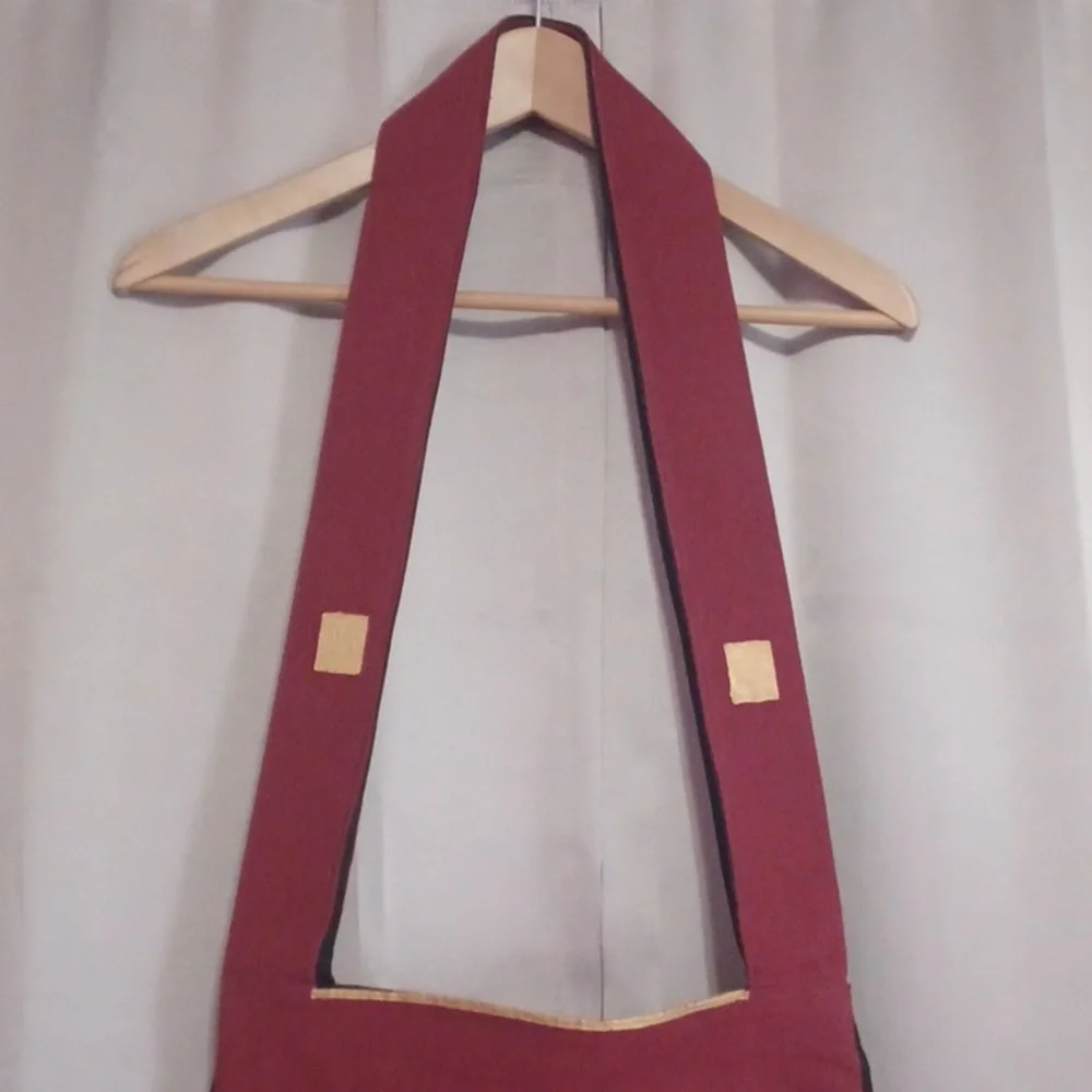 Boho Burgundy Flame Motif Textile Shoulder Bag, Festival